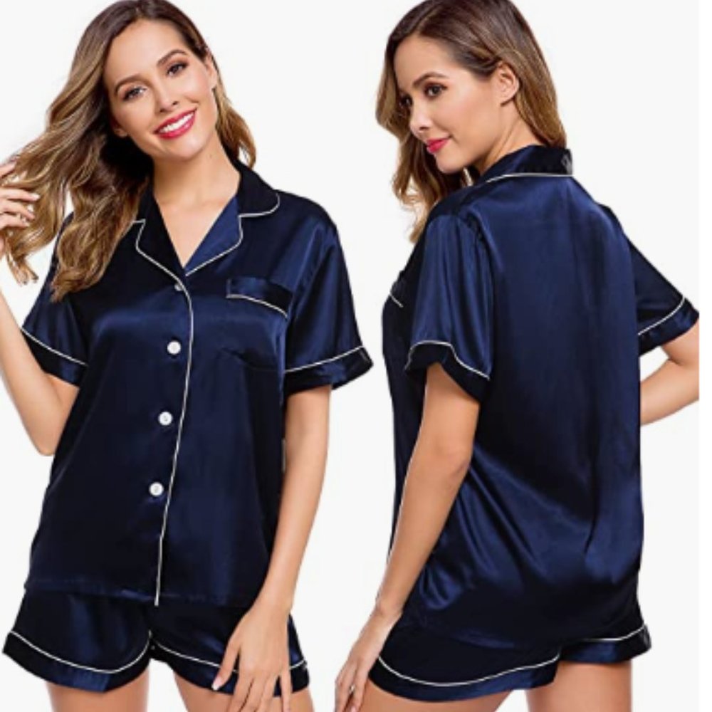 Womens Silk Satin Pajamas